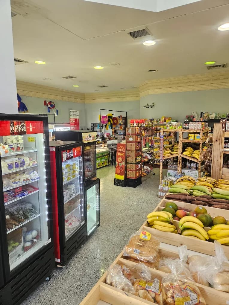 Fresh produce, baked goods, drinks, and groceries inside Tienda Latina Group